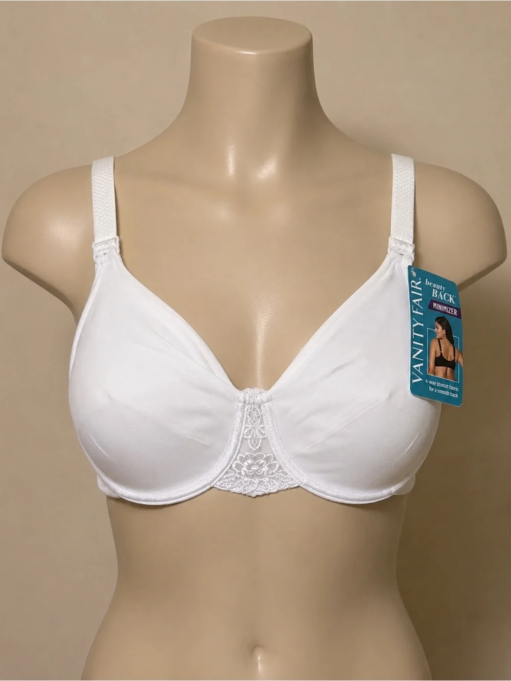 Vanity Fair Beauty Back Minimizer Bra in Star White Size 36 H